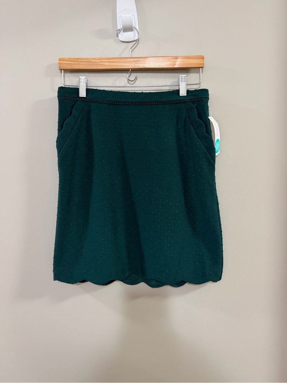 NWT Skies Are Blue Dark Green Scallop Hem A-Line Skirt